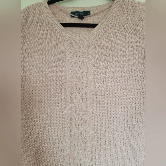 Karen Scott Textured Light Pink Sweater Size S Cable Knit Cozy Crew Neck Preppy - Picture 8 of 12